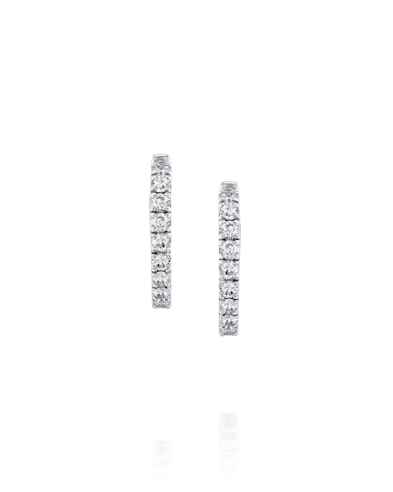 עגילי חישוק צמודים משובצים יהלומים - 0.38 - Image 4