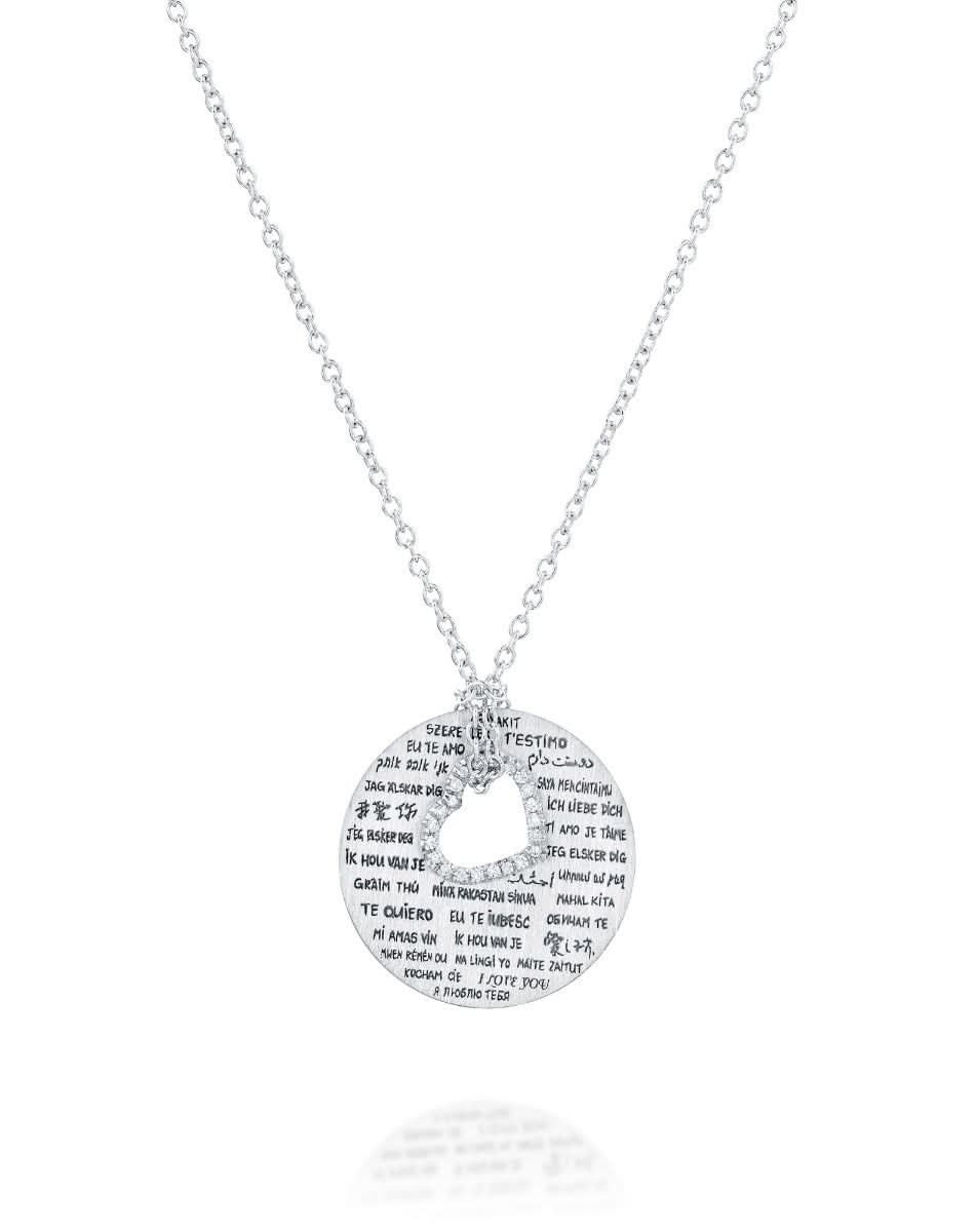 שרשרת Love & Friendship - לב משובץ יהלומים - Image 3