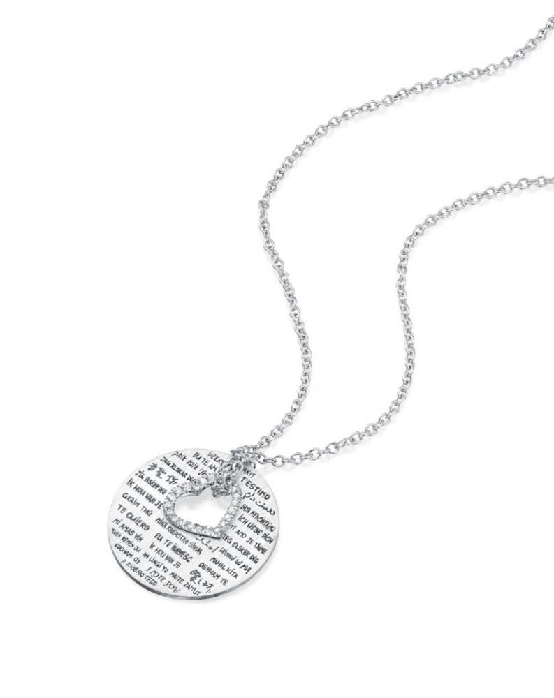 שרשרת Love & Friendship - לב משובץ יהלומים - Image 4