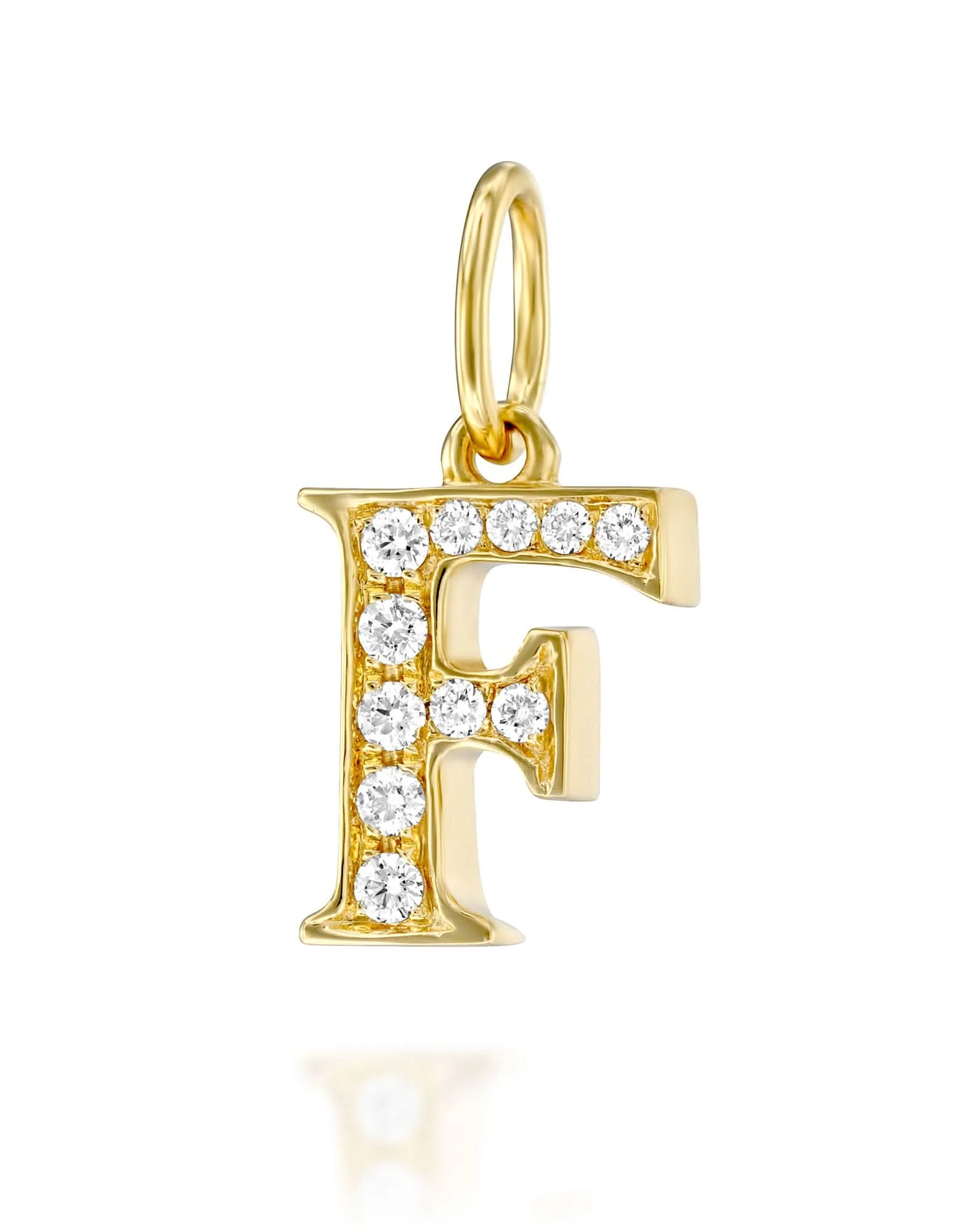תליון אות F משובצת יהלומים - Image 3