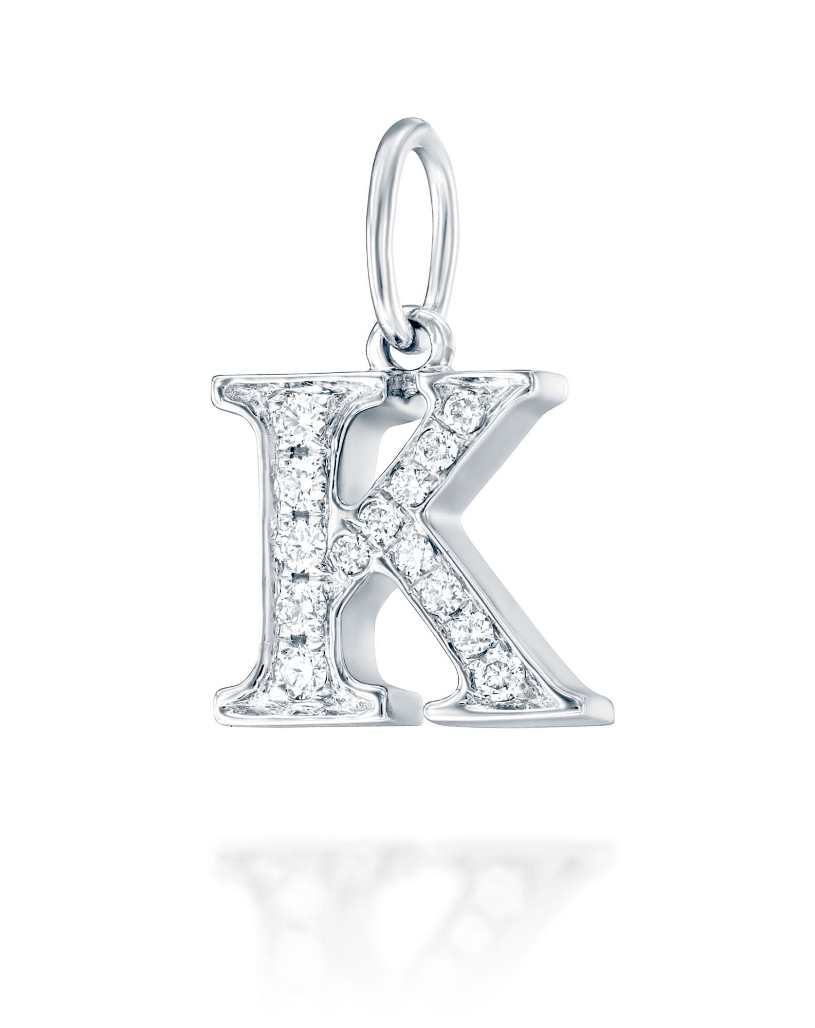 תליון אות K משובצת יהלומים - Image 3