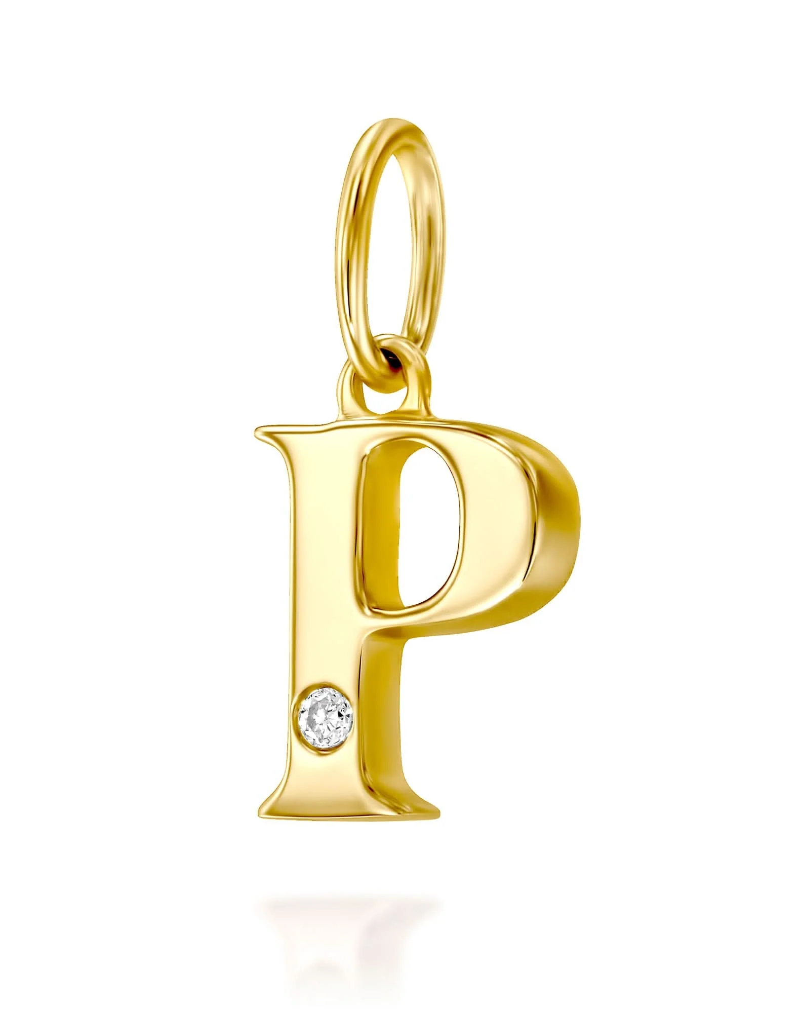 תליון אות P משובץ יהלום - Image 5