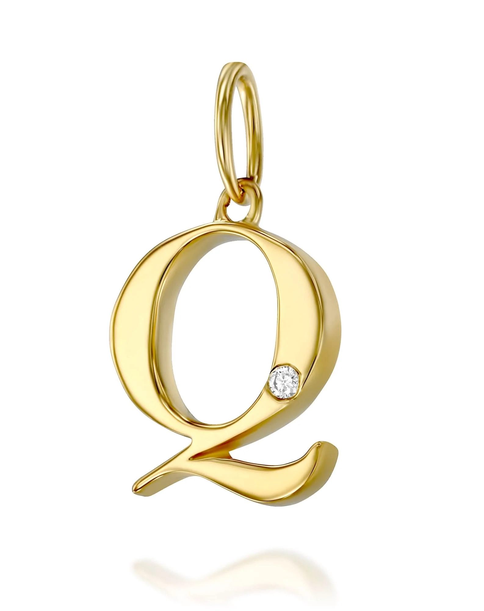 תליון אות Q משובץ יהלום - Image 3