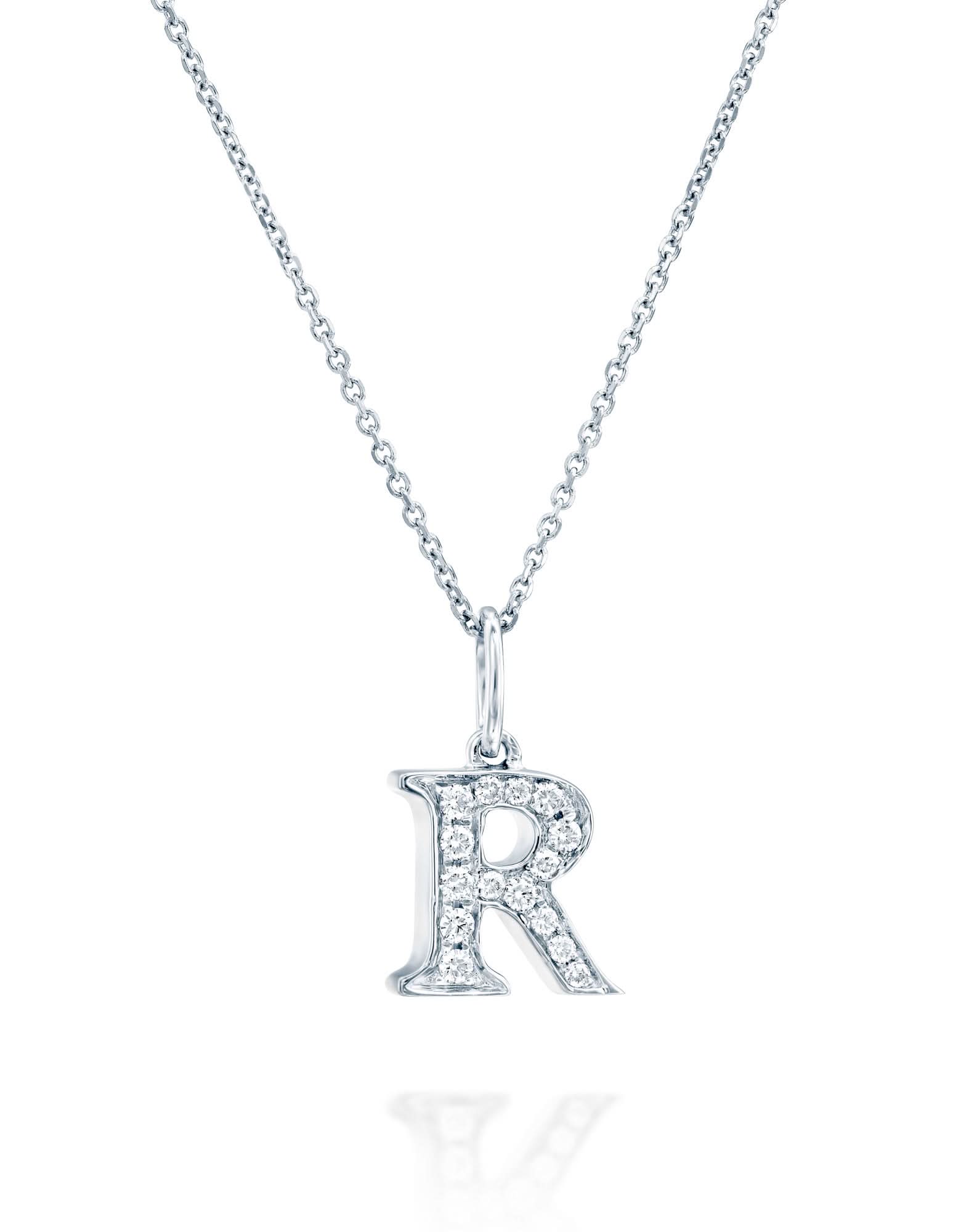 תליון אות R משובצת יהלומים - Image 4