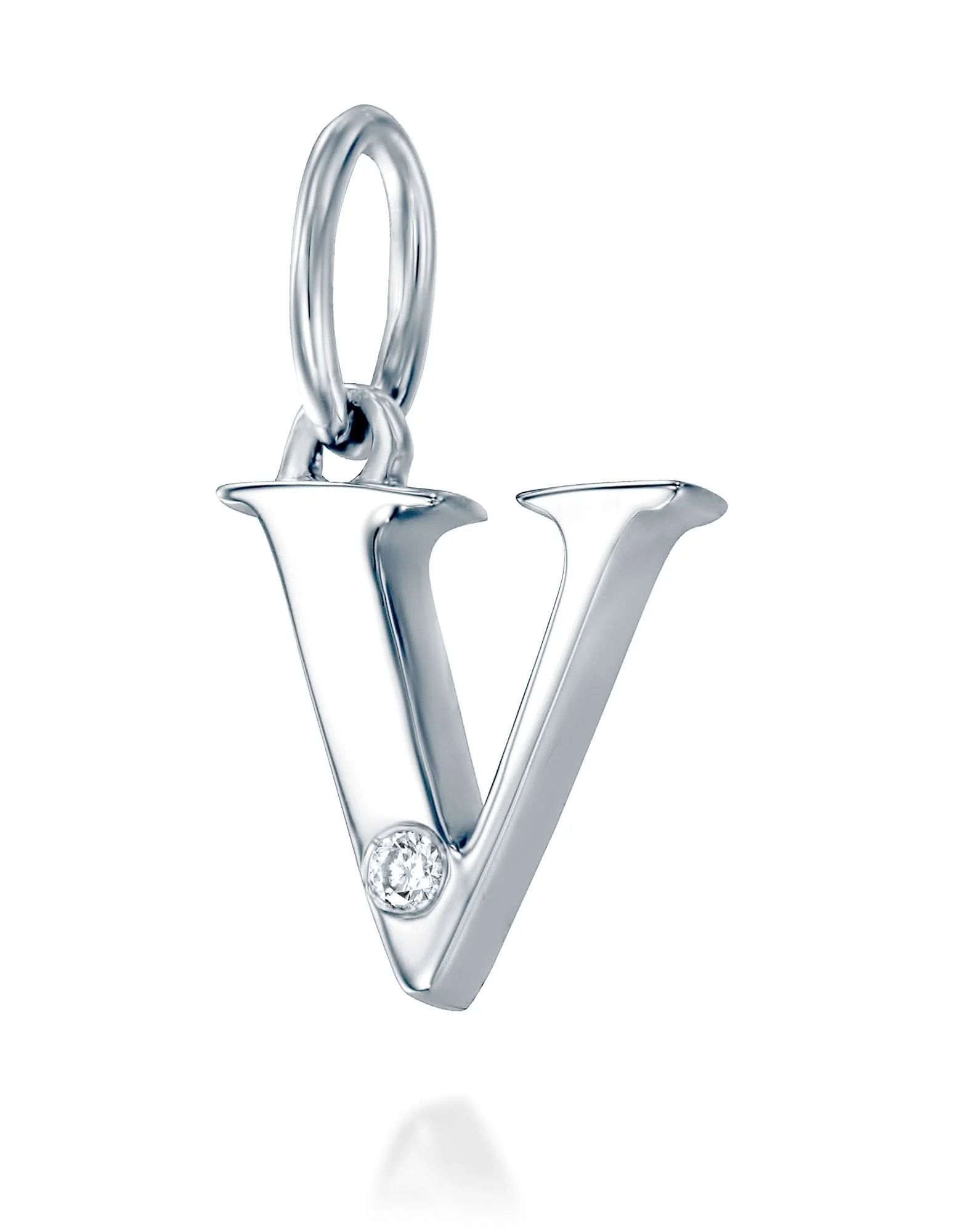 תליון אות V משובץ יהלום - Image 3