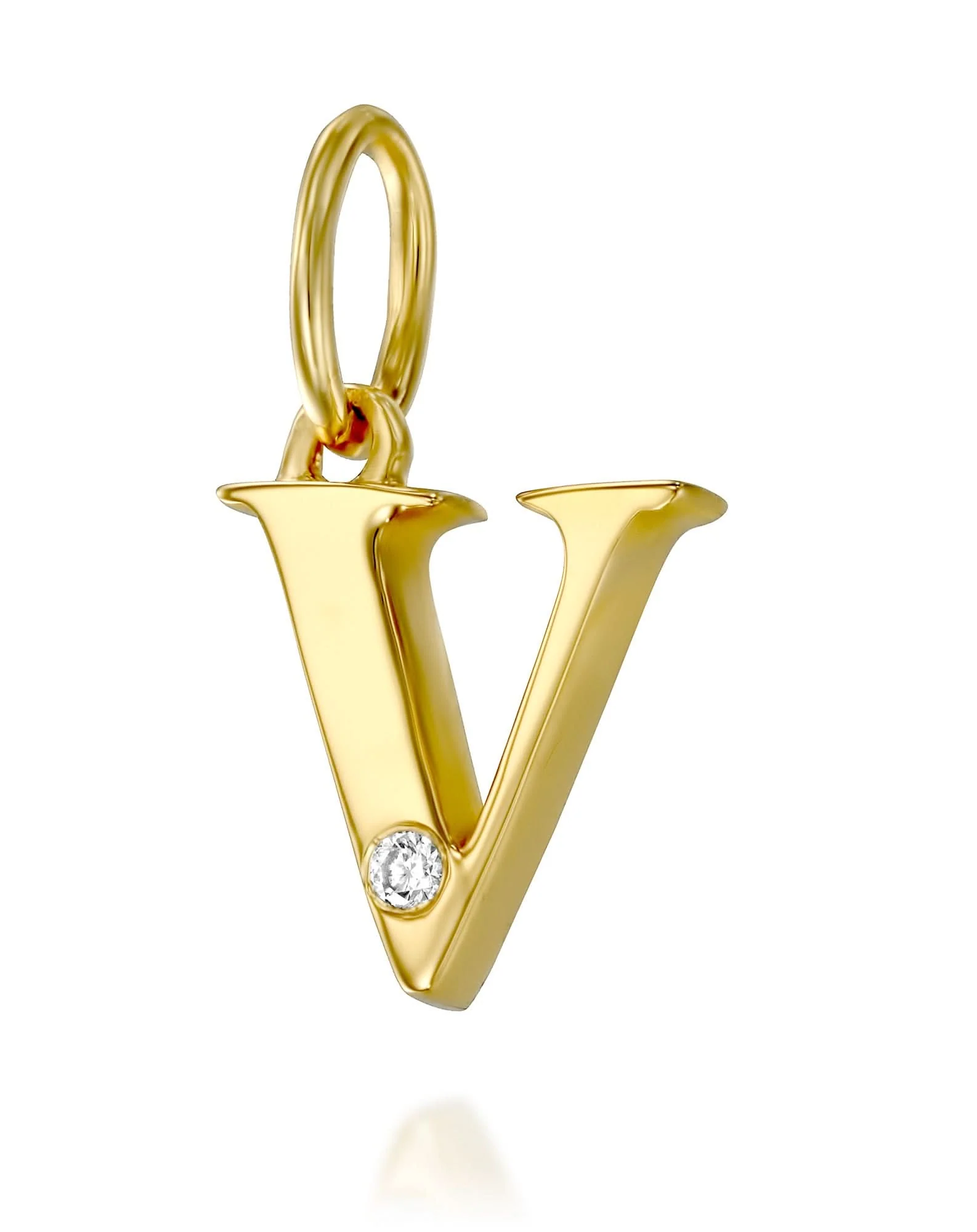 תליון אות V משובץ יהלום - Image 5