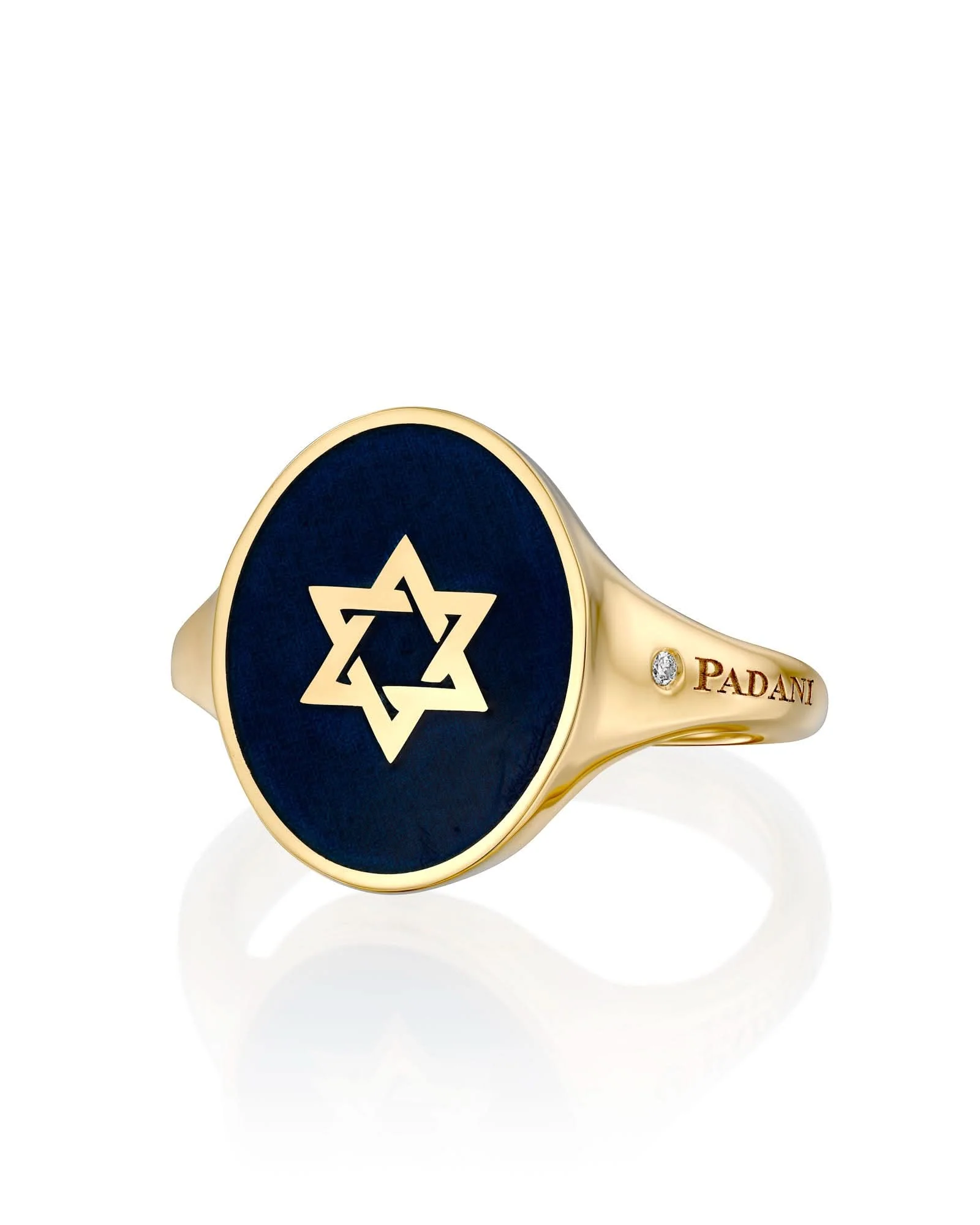 טבעת חותם מגן דוד אמייל כחול - L - Image 2