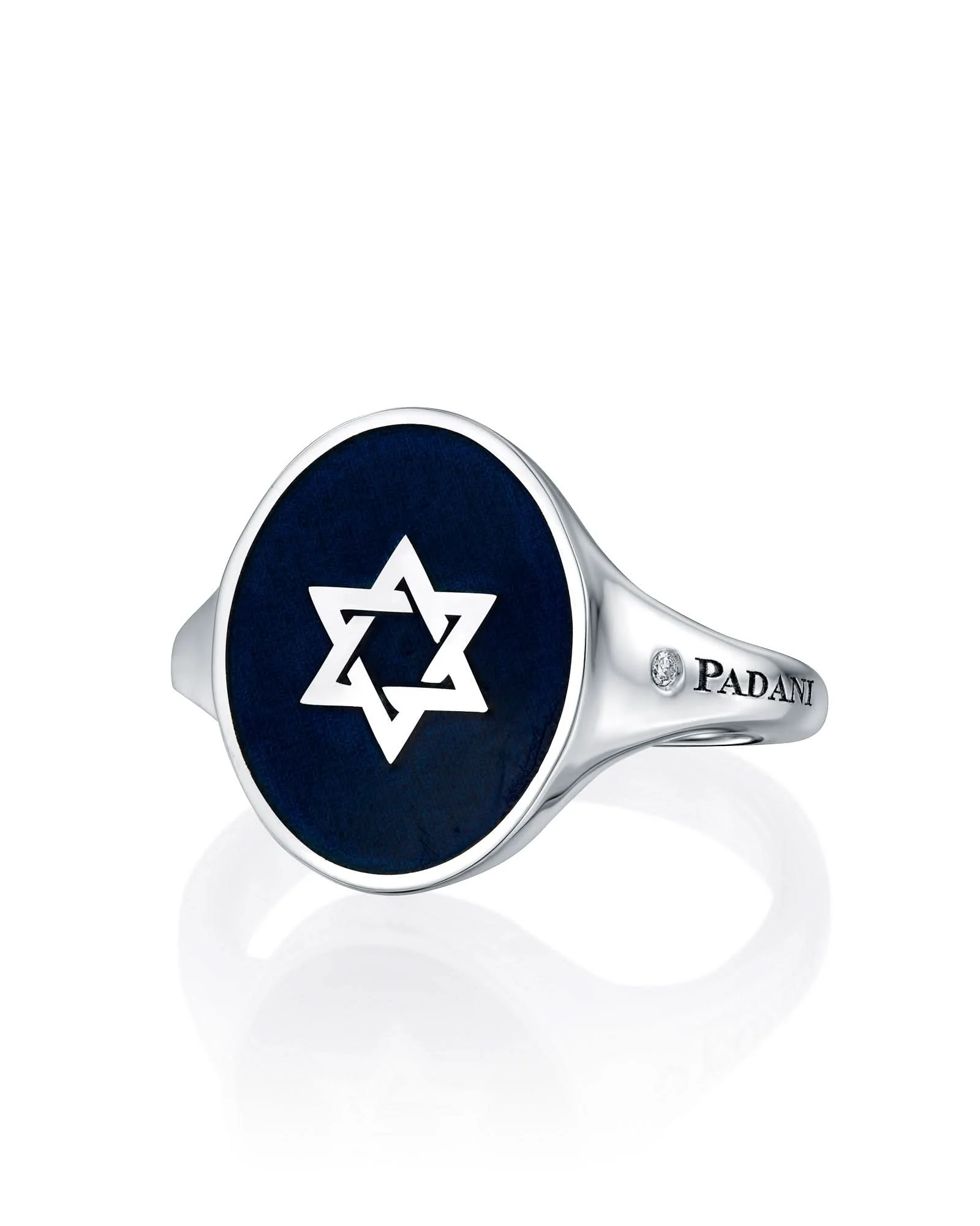 טבעת חותם מגן דוד אמייל כחול - L - Image 4