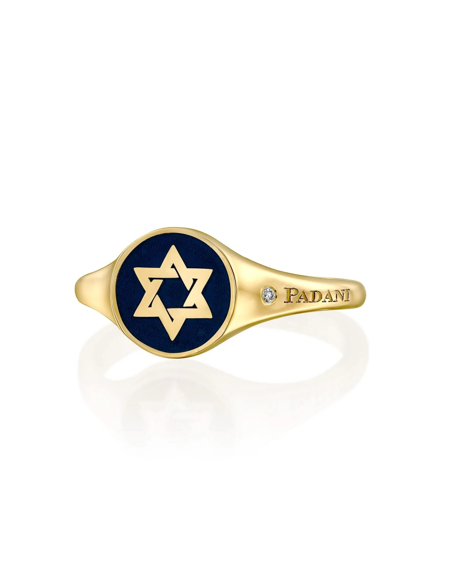 טבעת חותם מגן דוד אמייל כחול - S - Image 4