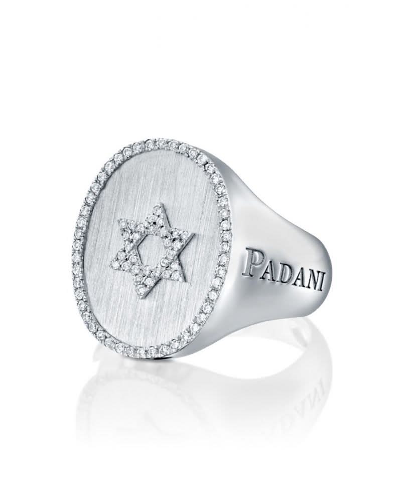טבעת חותם מגן דוד יהלומים - Image 2